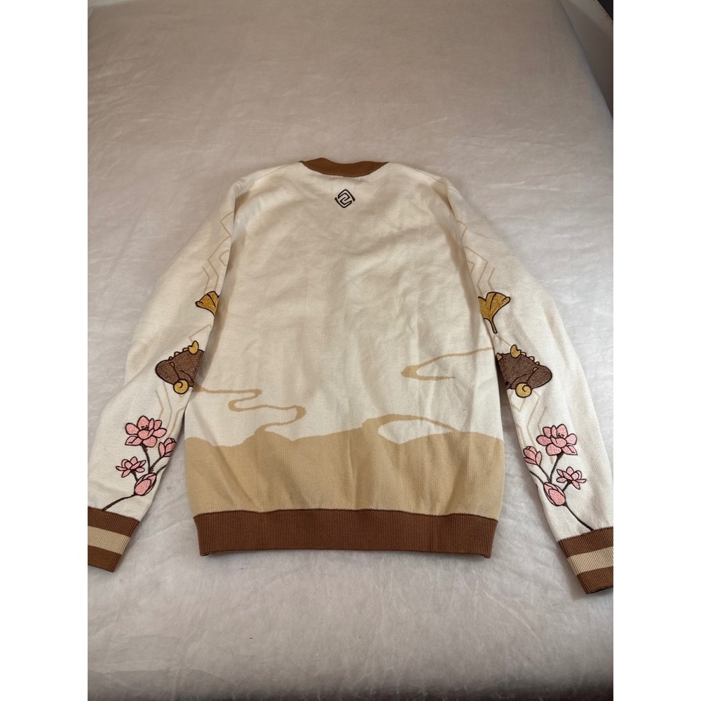 Genshin Impact flowers zhongli cotton embroidered Cardigan Cream Tan Medium - Picture 8 of 16